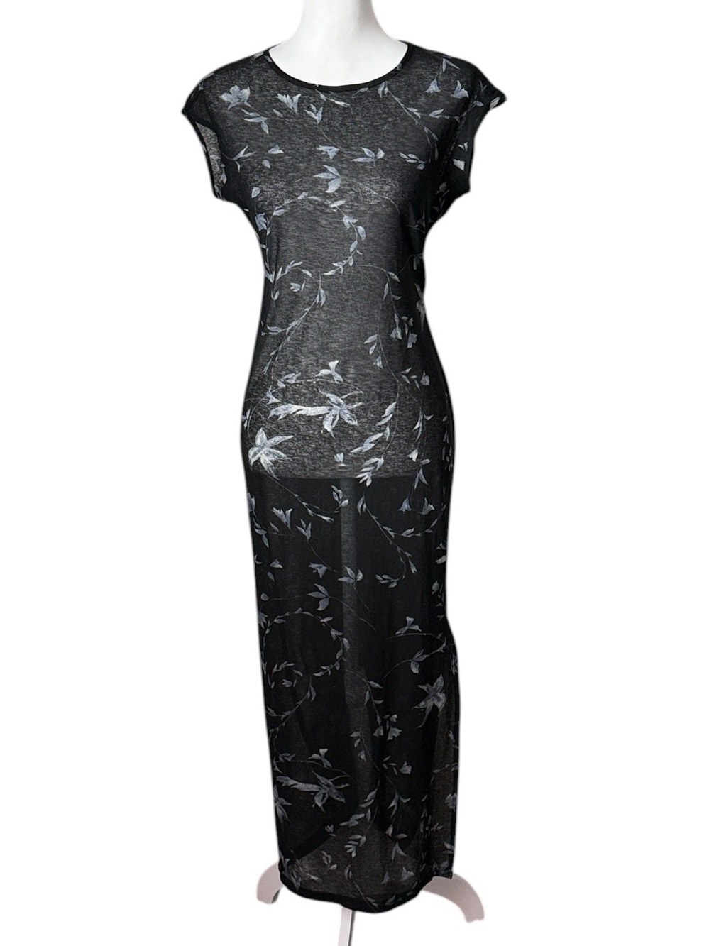 Black Sheer floral 90s grunge dress